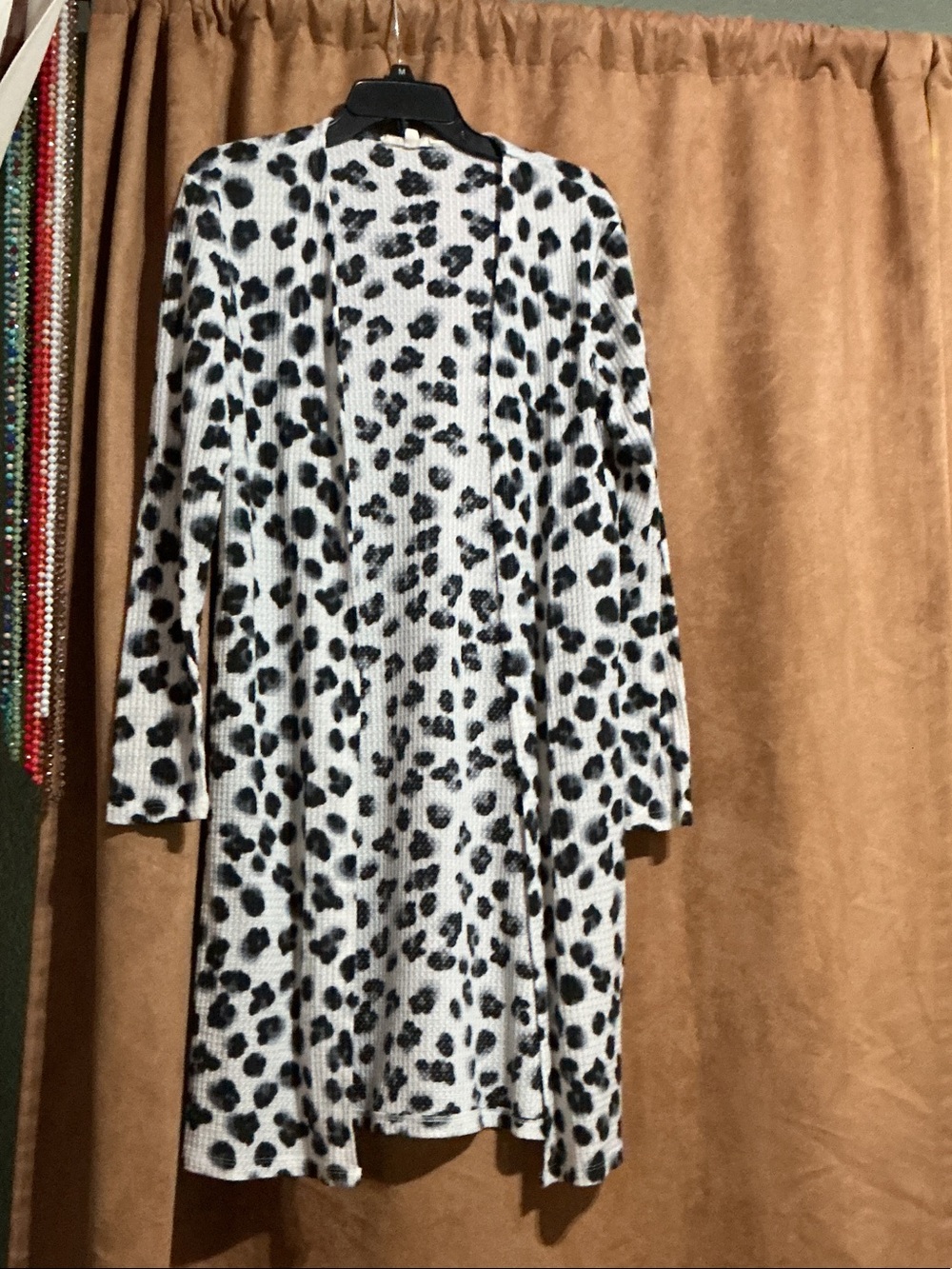 Women's Black and White Leopard Print Open Front Cardigan